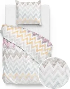 Zo! Home Zo!Home Dekbedovertrek Caro 140x220 Cm Katoen Roze|Geel|Blauw