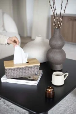 Handed By Tissue Box Top Fit Rectangular10x27x15 Cm - Handgemaakt - Taupe