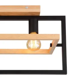 Globo Plafondlamp Hout/Metaal Mat Zwart 2x E27 Socket -meubels winkel product 1010221