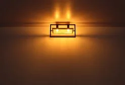 Globo Plafondlamp Hout/Metaal Mat Zwart 2x E27 Socket -meubels winkel product 1010222