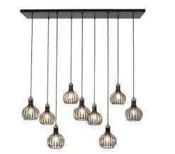 Φαντασία Fantasia Raga Hanglamp Zwart/Koper 9x E27 Socket