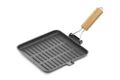 Vaello Bakplaat Gietijzer 22x22 Cm Met Houten Handvat