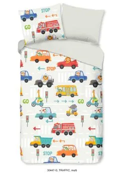 Good Morning Dekbedovertrek Kids Katoen Traffic Multi - 140x220 Cm