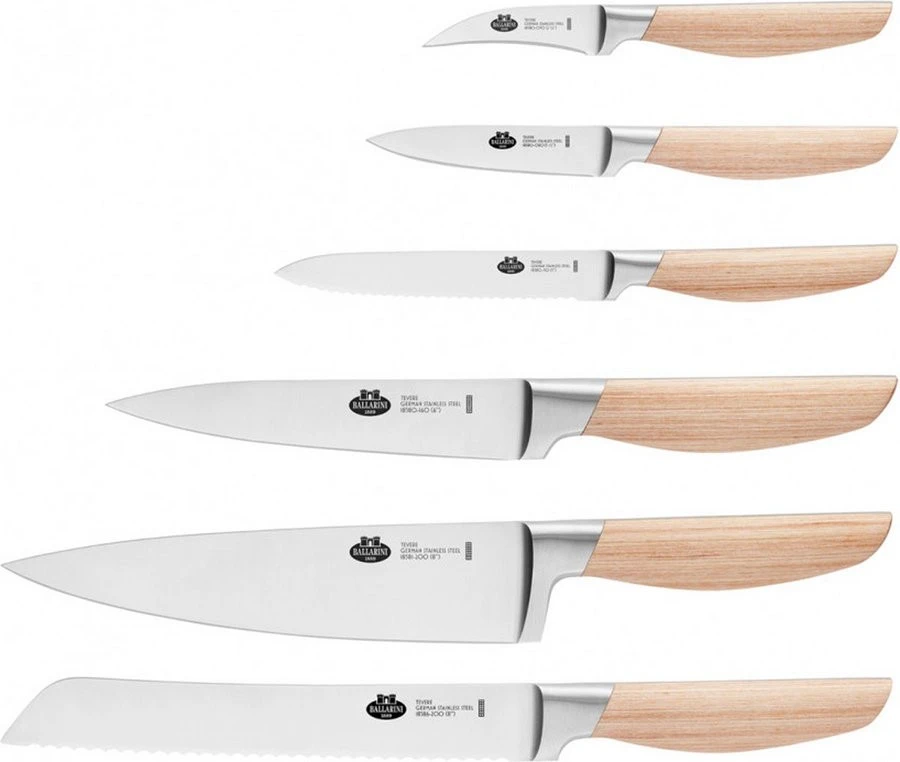 Ballarini Messenblok Tevere 7-delig Hout/RVS 4 Ballarini Messenblok Tevere 7-delig Hout/RVS - Afbeelding 2