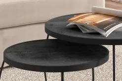 Salontafel Lars Set Per 2 Massief Hout Zwart -meubels winkel product 1031876