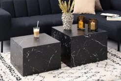 Dice Salontafel Set Per 2 Marble Marquina Black -meubels winkel product 1032908