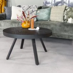 Bijzettafel Teak D75 X H43cm Black -meubels winkel product 1033746