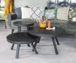 Bijzettafel Teak D75 X H43cm Black -meubels winkel product 1033747