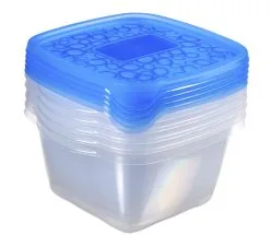 Curver Vershouddoos Take Away 1.1 L Set 5 Stuks - 18x16x15 Cm- Transparant/Blauw