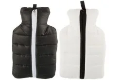 J-Line Warmwaterkruik Skijas 18x6x28CM - Acryl Zwart/Wit - Assorti