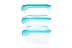 Curver Vershouddoos Fresh&Go Set 0.25L 3x Transparant/Blauw - 105x105x90mm