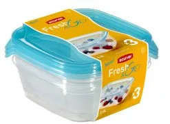 Curver Vershouddoos Fresh&Go Set 0.8L 3x Transparant/Blauw - 15.5x15.5x5.5cm