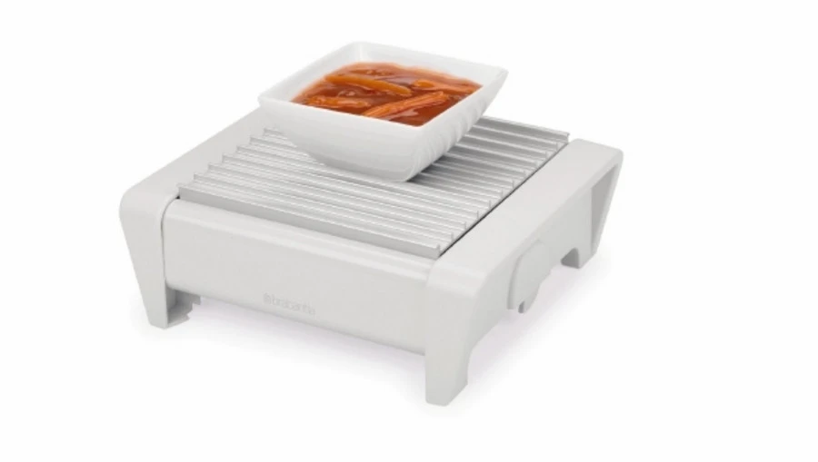 Brabantia Schotelwarmer Wit/Grijs Met 1 Kaarsje/Plateau 3 Brabantia Schotelwarmer Wit/Grijs Met 1 Kaarsje/Plateau