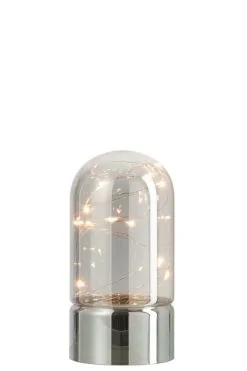 LAMP LED CILINDER OP BATTERIJEN J-LINE - 10x10x20cm - ZILVER/GRIJS -meubels winkel product 445232