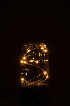 LAMP LED CILINDER OP BATTERIJEN J-LINE - 10x10x20cm - ZILVER/GRIJS -meubels winkel product 445233