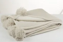 J-Line Plaid Pompom Beige|Munt 130x170 Cm Polyester -meubels winkel product 445246