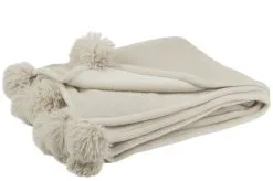 J-Line Plaid Pompom Beige|Munt 130x170 Cm Polyester