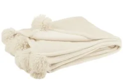 J-Line Plaid Pompom 130x170 Cm Creme