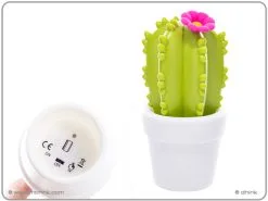 Dhink Lamp Cactus LED Colour Changing 15 Min Timer - Wit/Groen + Bloem