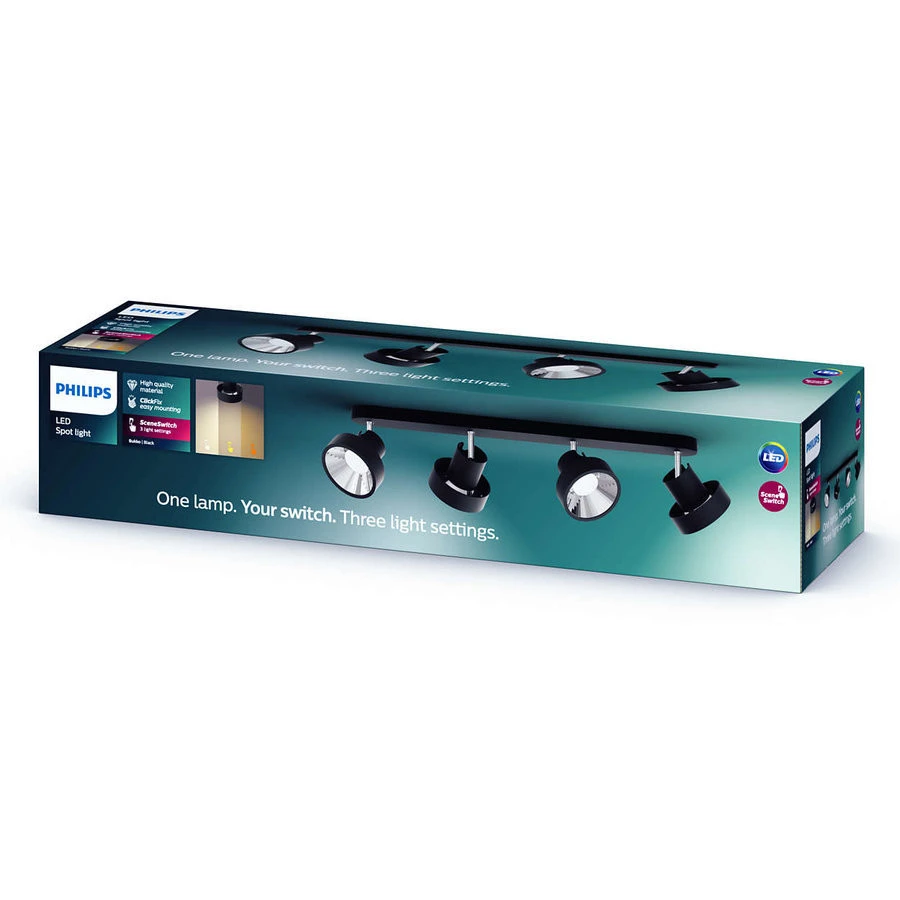 Philips Plafondlicht Bukko Bar Zwart 4x4.3W 24V - Integrated Led 3 Philips Plafondlicht Bukko Bar Zwart 4x4.3W 24V - Integrated Led