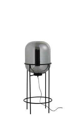 J-Line Lamp Sasha Op Voet Metaal/Glas 38x38x98cm - Zilver/Zwart