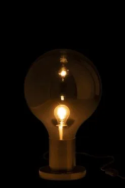 J-Line Tafellamp Bal Glas/IJzer 30x30x50cm - Grijs/Zilver -meubels winkel product 711238