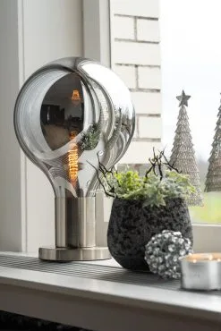 J-Line Tafellamp Bal Glas/IJzer 30x30x50cm - Grijs/Zilver -meubels winkel product 711240