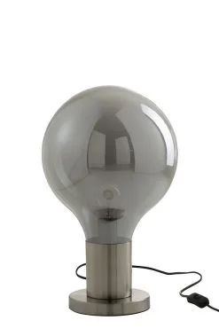 J-Line Tafellamp Bal Glas/IJzer 30x30x50cm - Grijs/Zilver