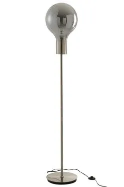 J-Line Staande Lamp Bal Glas/IJzer 30x30x160cm - Grijs/Zilver