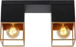 Lucide Rixt Plafondlamp Zwart/Goud 2x E27 Socket