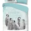 Good Morning Dekbedovertrek Pinguins Blauw 140x220 Cm Flanel -meubels winkel product 720692