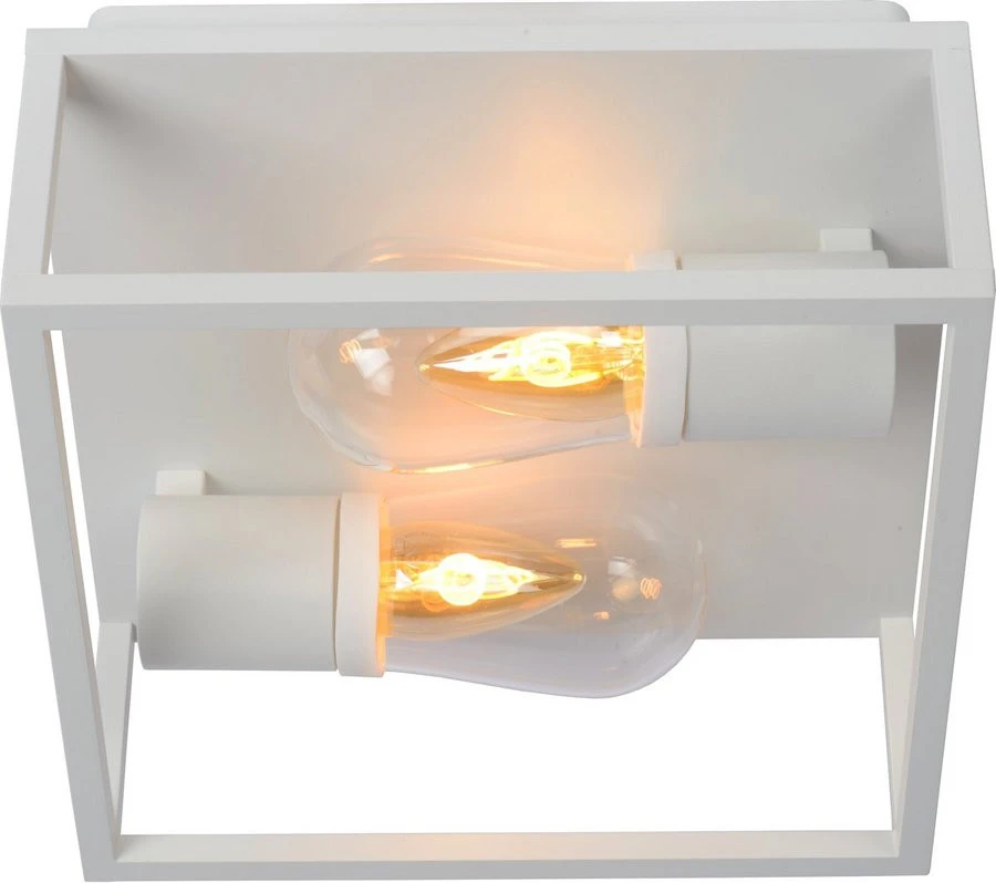 Lucide Carlyn Plafondlamp Badkamer Wit IP54 - 2x E14 Socket 3 Lucide Carlyn Plafondlamp Badkamer Wit IP54 - 2x E14 Socket
