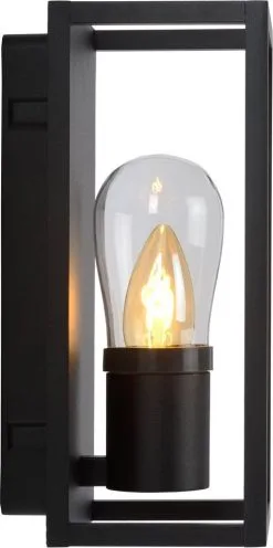 Lucide Carlyn Wandlamp Badkamer Zwart IP54 - 1x E14 Socket -meubels winkel product 722241