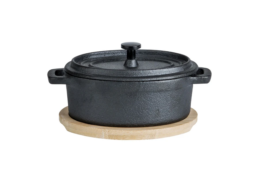 Cosy & Trendy Cosy&Trendy Ovenpotje Ovaal Gietijzer 12xh5.5cm - Met Tray Bamboo 3 Cosy & Trendy Cosy&Trendy Ovenpotje Ovaal Gietijzer 12xh5.5cm - Met Tray Bamboo