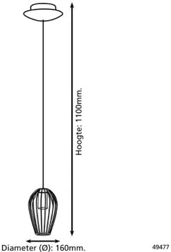 Eglo Newtown Hanglamp Zwart 1x E27 Socket - Diameter 160mm -meubels winkel product 730093