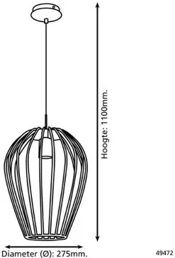 Eglo Newtown Hanglamp Zwart 1x E27 Socket - Diameter 275mm 13 Eglo Newtown Hanglamp Zwart 1x E27 Socket - Diameter 275mm -meubels winkel product 730099