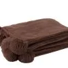 J-Line Plaid Pompom Bruin 176x128 Cm Polyester