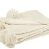 J-Line Plaid Pompom 130x170 Cm Licht Beige