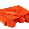 J-Line Plaid Pompom Fel Oranje 130x170 Cm Polyester