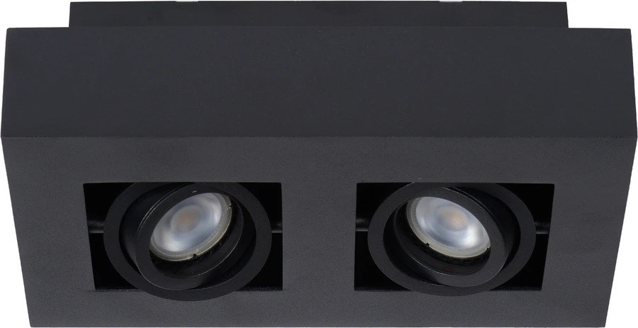 Lucide Xirax Plafondlicht Zwart 2x 5W GU10 Led Dim-To-Warm 4 Lucide Xirax Plafondlicht Zwart 2x 5W GU10 Led Dim-To-Warm - Afbeelding 2