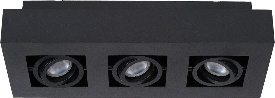 Lucide Xirax Plafondlicht Zwart 3x 5W GU10 Led Dim-To-Warm 4 Lucide Xirax Plafondlicht Zwart 3x 5W GU10 Led Dim-To-Warm - Afbeelding 2