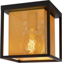 Lucide Sansa Plafondlamp Zwart/Goud 1x E27 Socket