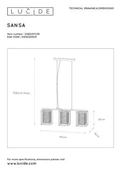 Lucide Sansa Hanglamp Zwart/Goud 3x E27 Socket 12 Lucide Sansa Hanglamp Zwart/Goud 3x E27 Socket -meubels winkel product 782505