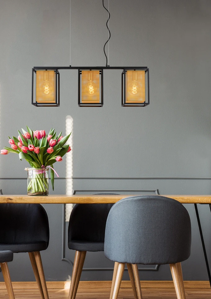 Lucide Sansa Hanglamp Zwart/Goud 3x E27 Socket 8 Lucide Sansa Hanglamp Zwart/Goud 3x E27 Socket - Afbeelding 6