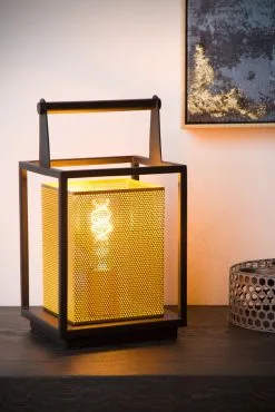 Lucide Sansa Tafellamp Zwart/Goud 1x E27 Socket -meubels winkel product 782513