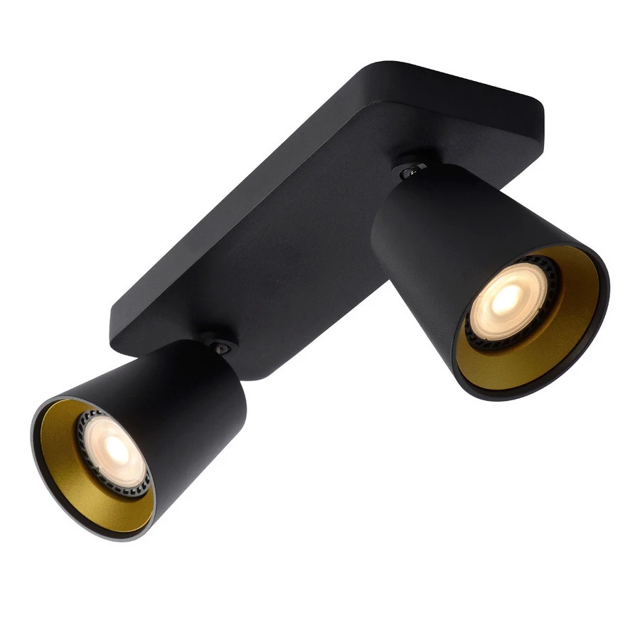 Lucide Turnon Plafondspot Zwart-Goud 2x 5W Dim-to-Warm 7 Lucide Turnon Plafondspot Zwart-Goud 2x 5W Dim-to-Warm - Afbeelding 5
