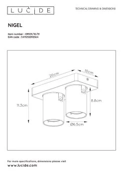 Lucide Nigel Plafondspot Wit Richtbaar 2x 5W Dim-to-warm -meubels winkel product 782827