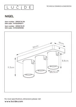 Lucide Nigel Plafondspot Zwart Richtbaar 3x 5W Dim-to-warm 19 Lucide Nigel Plafondspot Zwart Richtbaar 3x 5W Dim-to-warm -meubels winkel product 782836