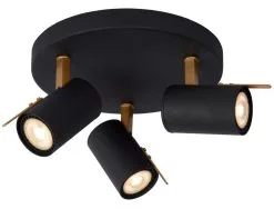 Lucide Grony Plafondspot Zwart Mat Goud 3x 5W Dim-to-Warm