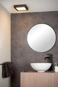 Lucide Brice-Led Plafondlamp Badkamer Zwart - 22W IP44 - Vierkant -meubels winkel product 782950
